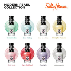 Sally Hansen bottle beside a coin for size comparison and travel-friendly benefit