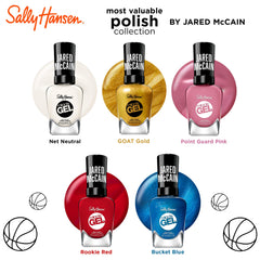 Hand wearing Rookie Red polish by Sally Hansen demonstrating long-lasting, active-ready nails