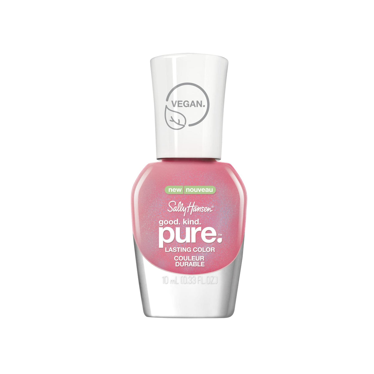 Sally Hansen Mystic Topaz front bottle showing iridescent pink shade and glossy finish benefit