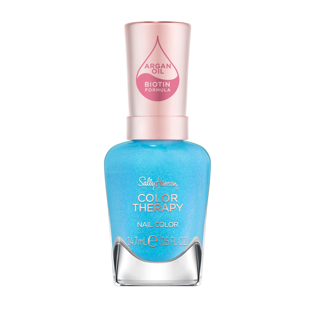 Sally Hansen bottle front view showing aqua Pacific Peace and cosmetic finish benefit