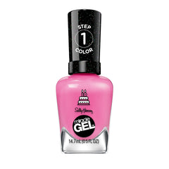 Sally Hansen front bottle showing magenta pink shade and brand visibility for quick selection