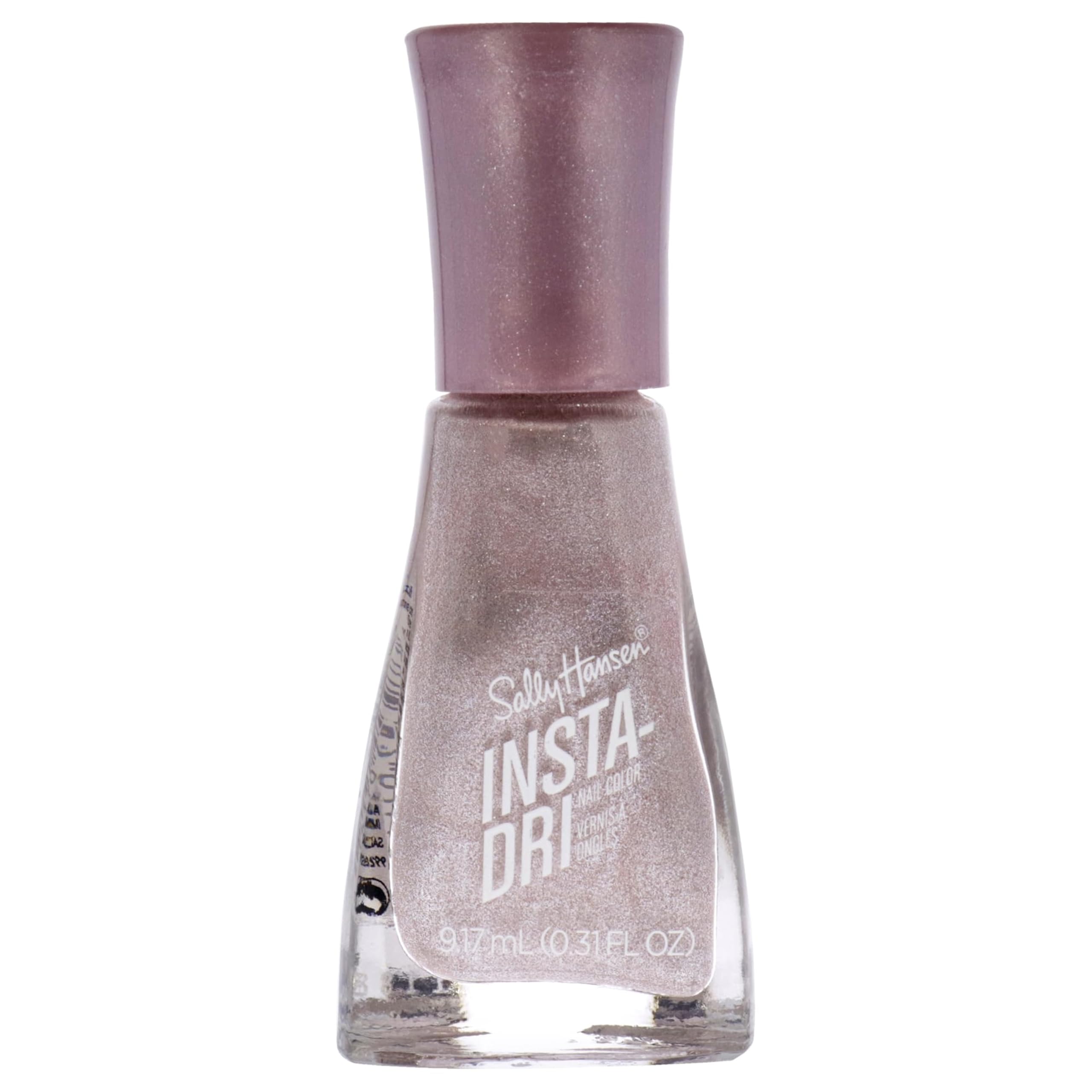Sally Hansen bottle front view showing petal-to-the-metal color and quick-dry benefit