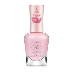 Sally Hansen bottle front view showing soft pink shade and glossy finish benefit