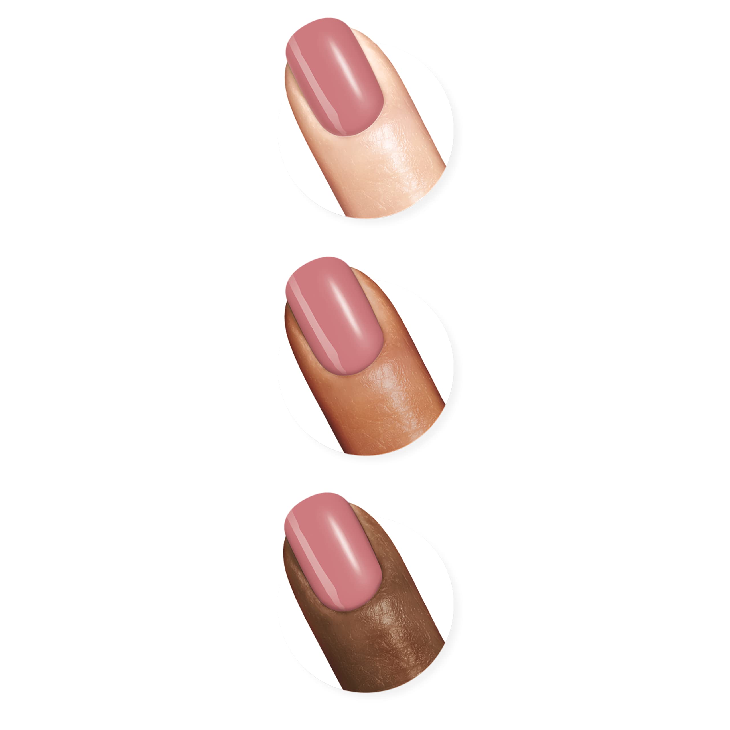 Sally Hansen flatlay with bottle and finished mani showing polished look benefit