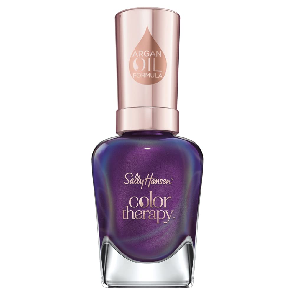 Sally Hansen Plum Euphoria front bottle showing glossy plum color and branding benefit: vibrant instant color