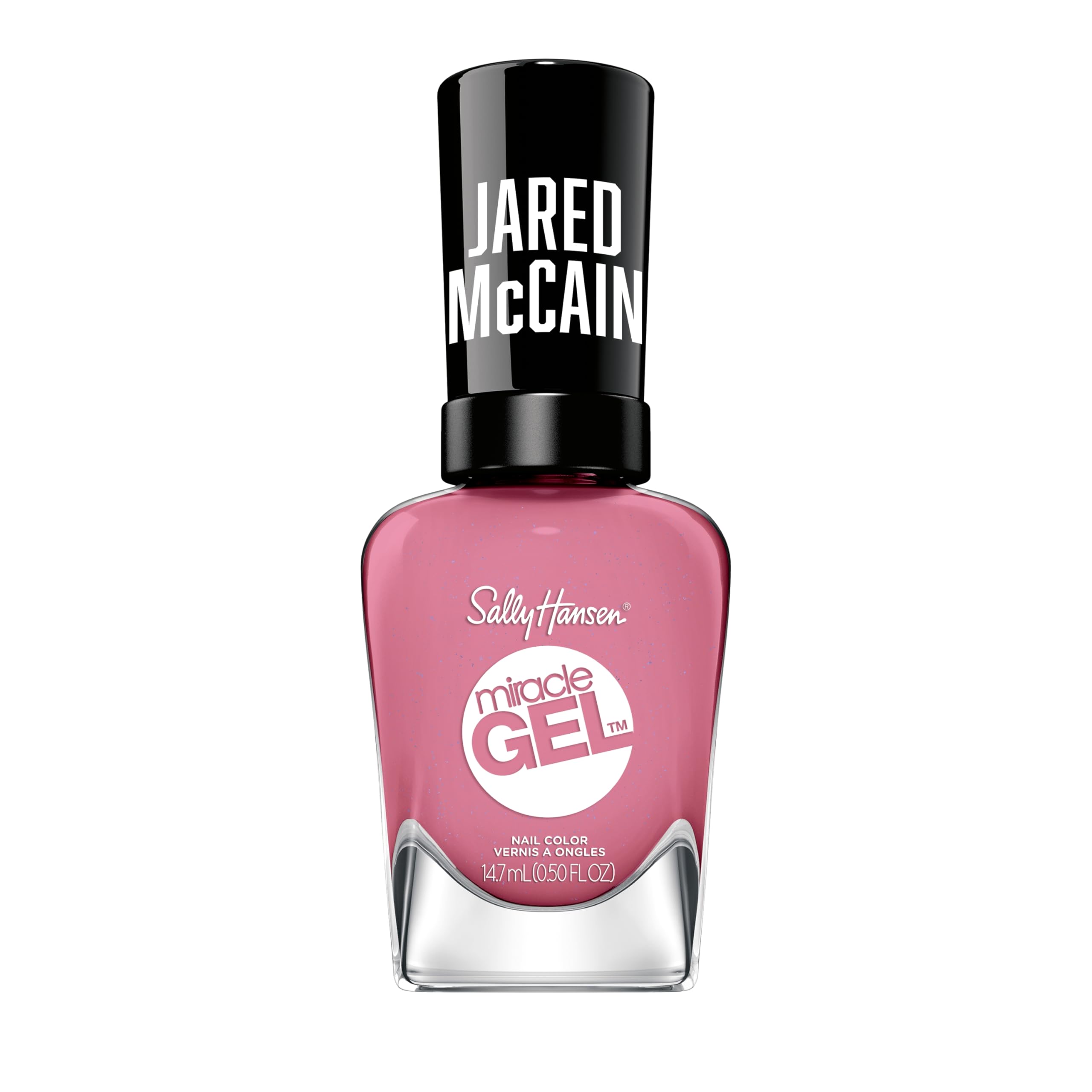 Sally Hansen bottle front view showing Point Guard Pink and glossy finish benefit