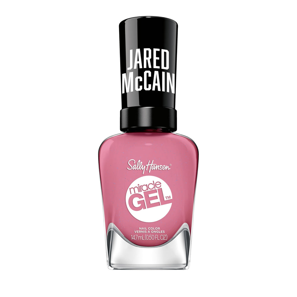Sally Hansen bottle front view showing Point Guard Pink and glossy finish benefit