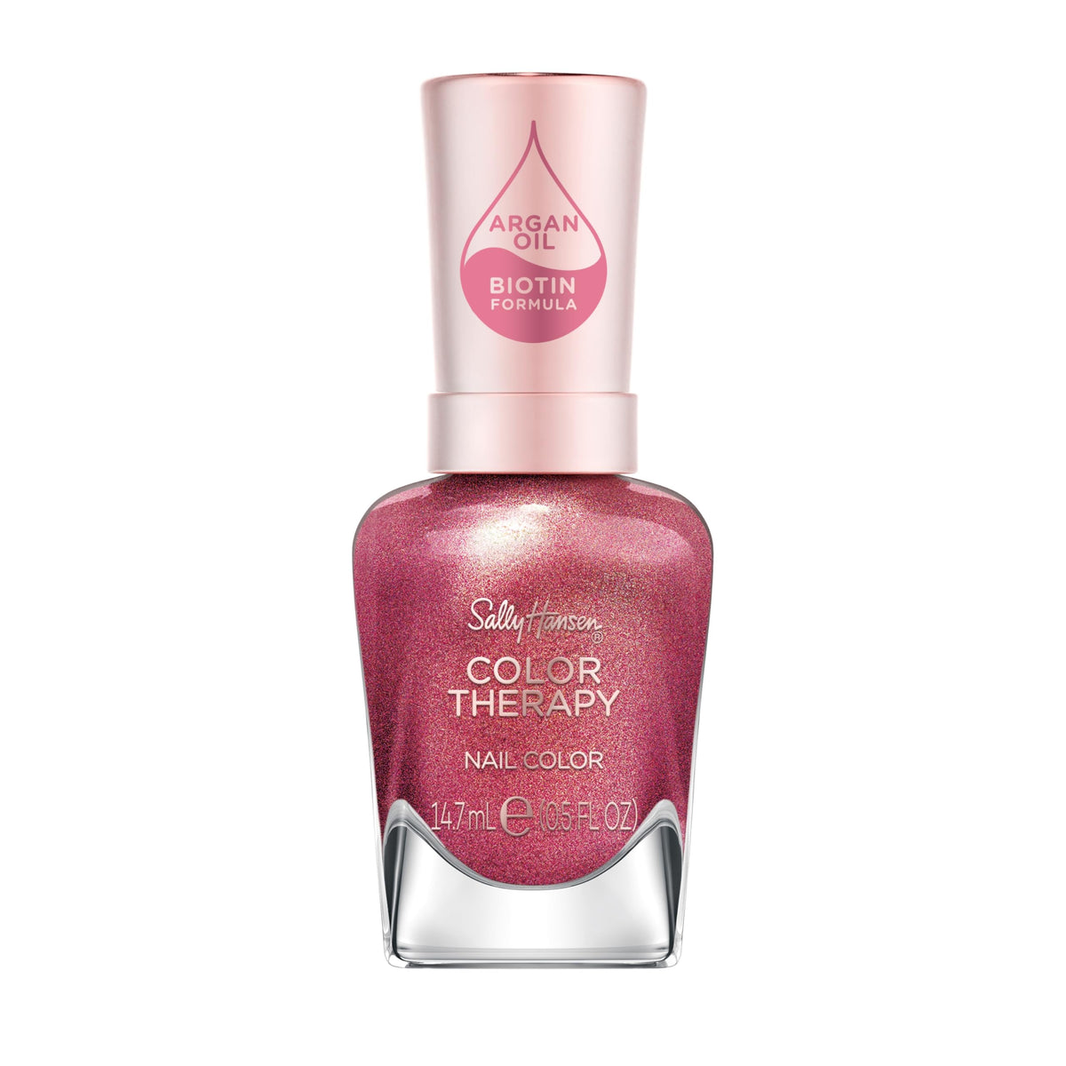 Sally Hansen Pomegratitude front bottle showing rich red shade and gloss benefit
