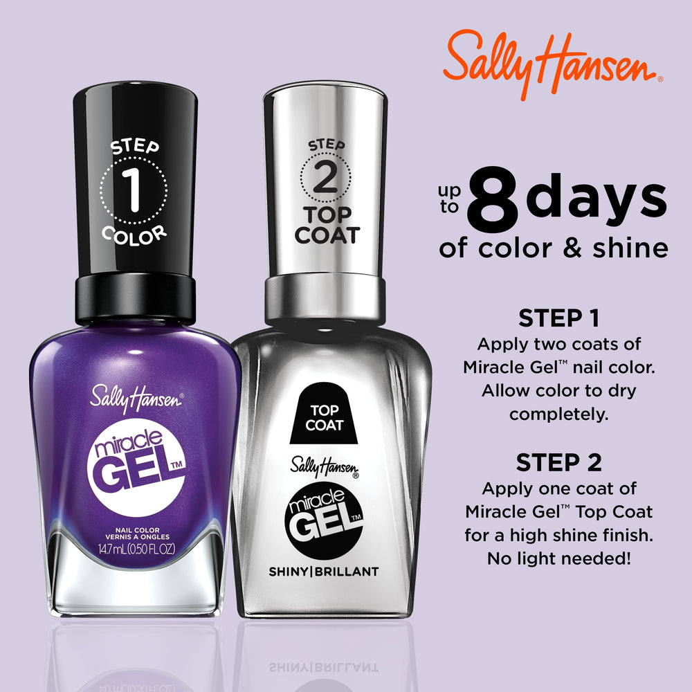 Sally Hansen color swatch on nails displaying durable Purplexed purple finish and long-lasting wear