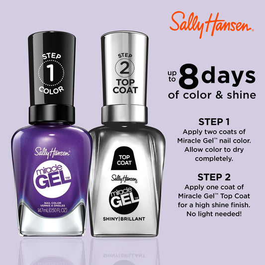 Sally Hansen color swatch on nails displaying durable Purplexed purple finish and long-lasting wear