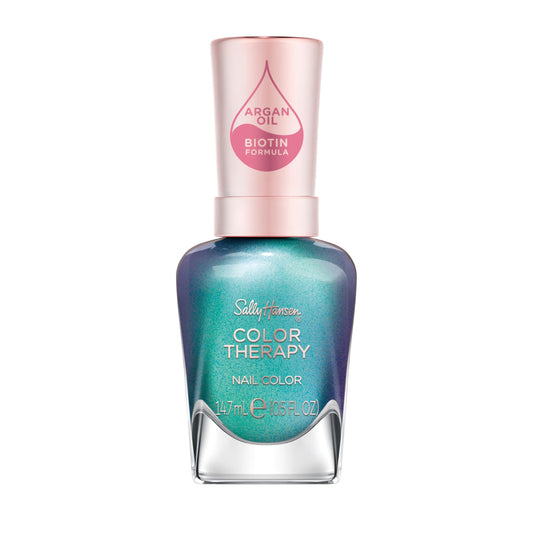 Sally Hansen Reflection Pool front bottle showing glossy blue-green shade and hydration