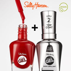 Sally Hansen Miracle Gel top coat bottle highlighting enhanced gloss and durability