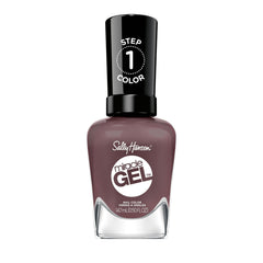 Sally Hansen bottle front view showing rich brown shade and salon finish