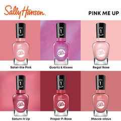 Sally Hansen polish in use during at-home manicure showing quick application and salon shine