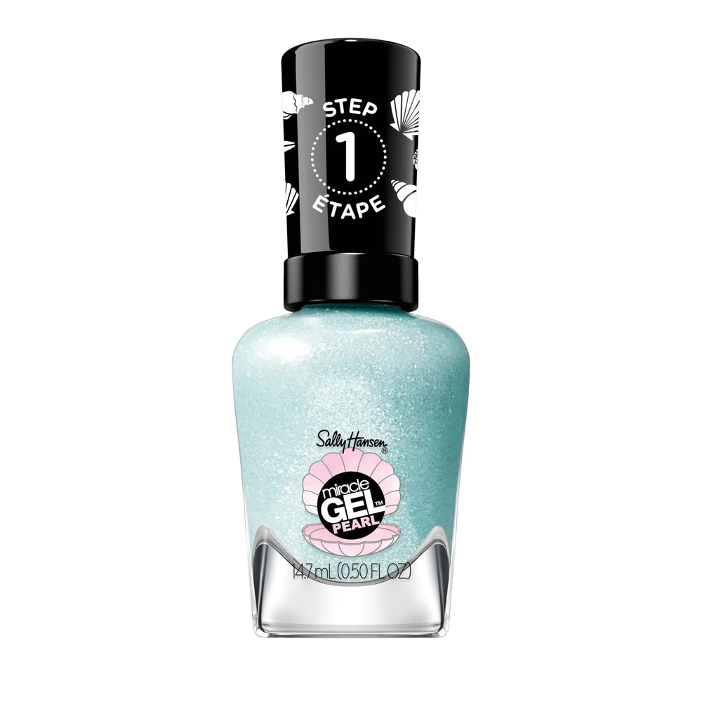 Sally Hansen front packaging showing shade Seas The Day and gel-like finish benefit
