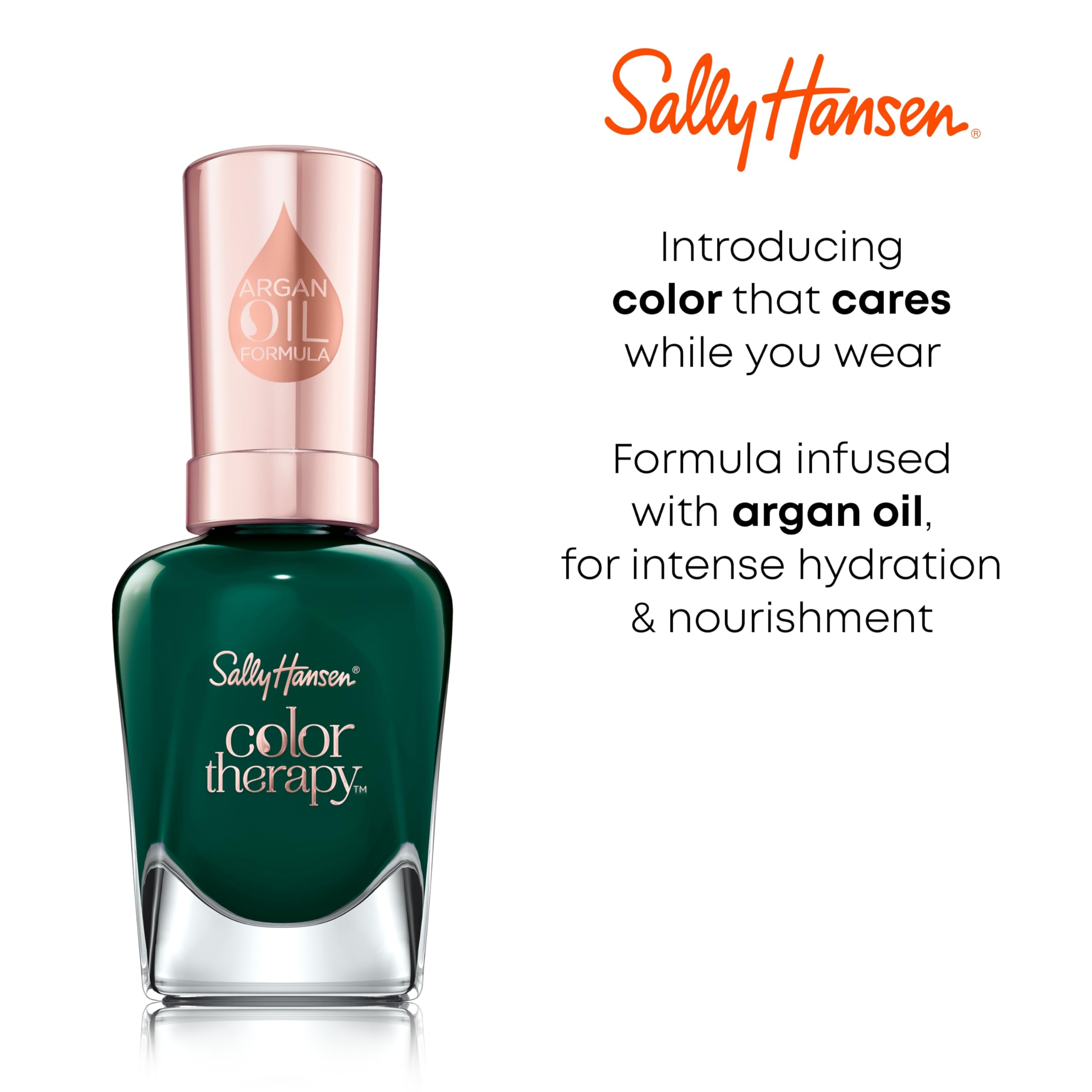 Sally Hansen brush applying serene green for smooth streak-free coverage benefit