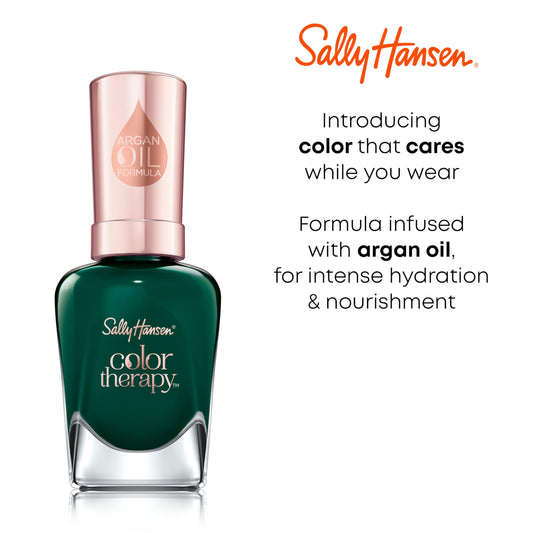 Sally Hansen brush applying serene green for smooth streak-free coverage benefit