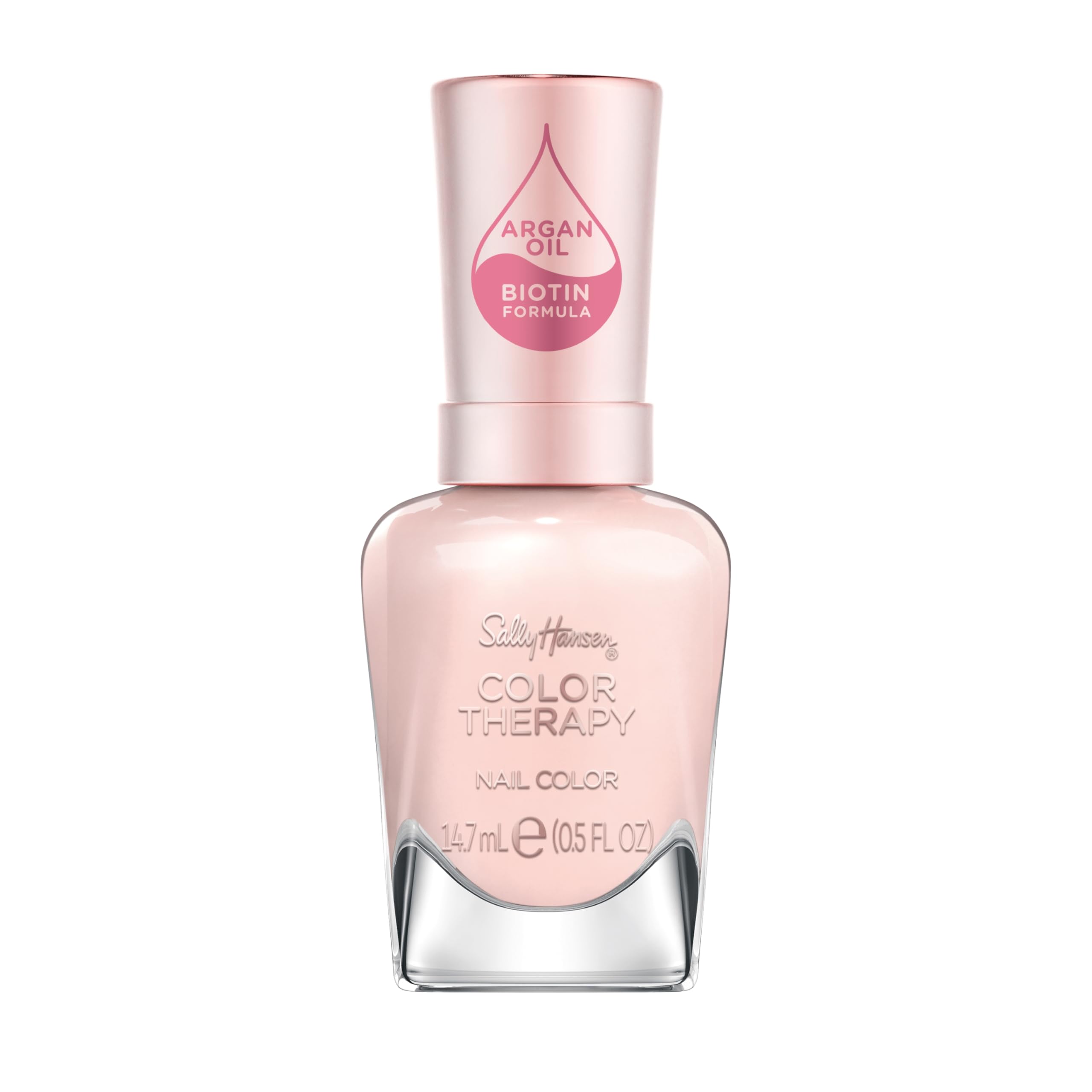 Sally Hansen bottle front view showing glossy sheer-pink finish benefit