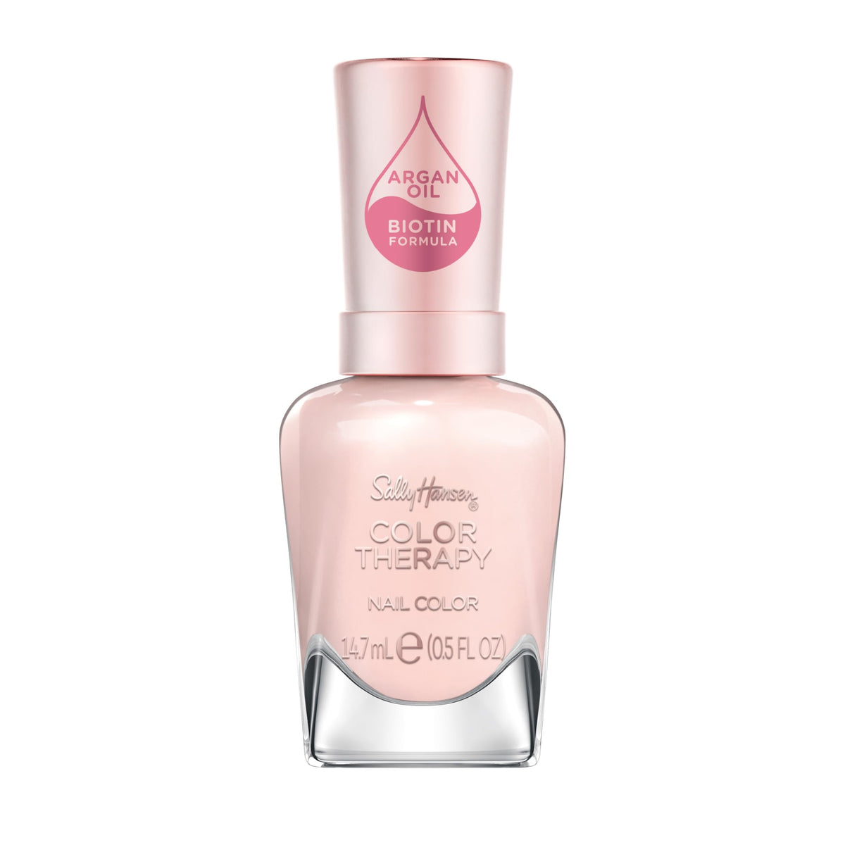 Sally Hansen bottle front view showing glossy sheer-pink finish benefit