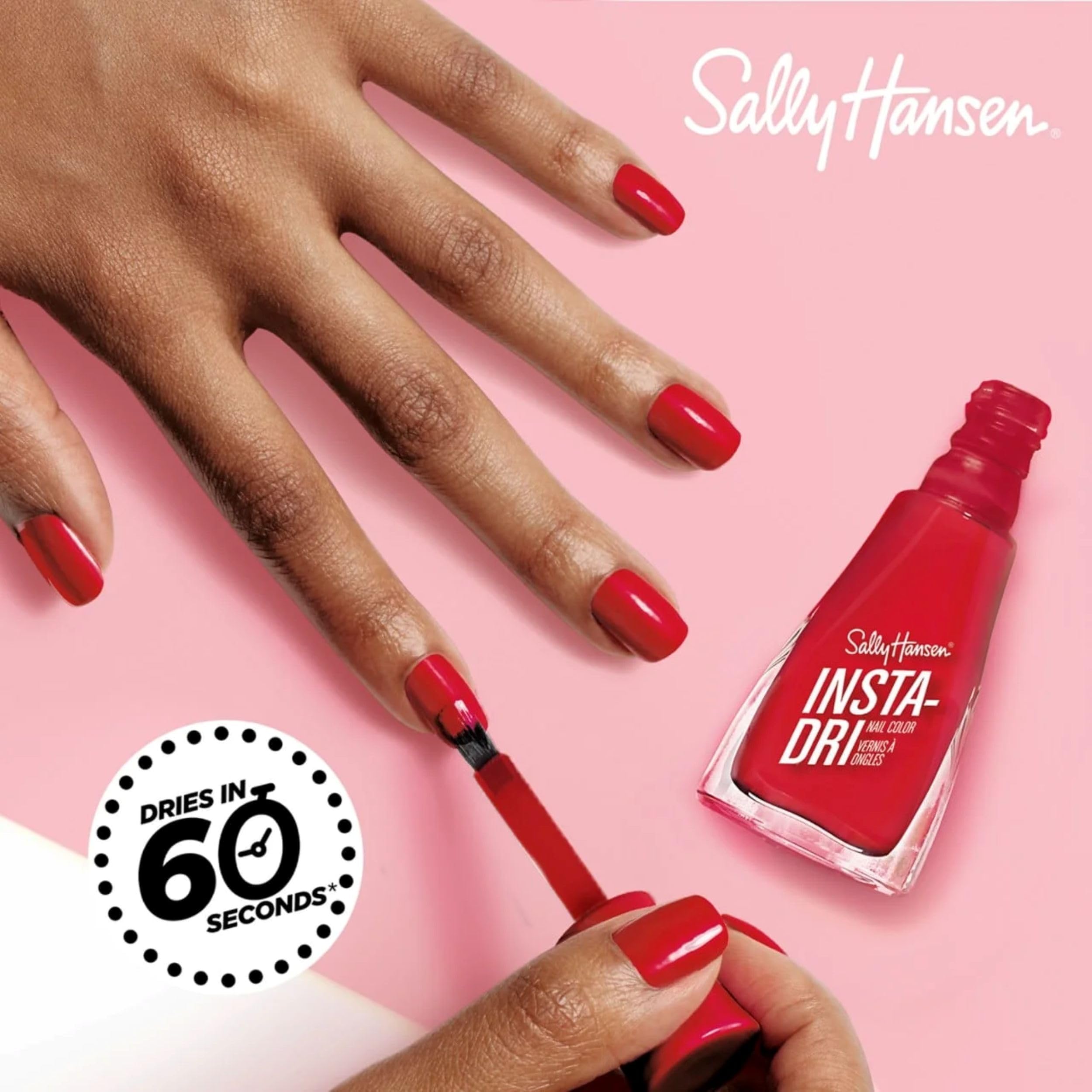 Sally Hansen glossy finish detail highlighting streak-free long-lasting shine benefit