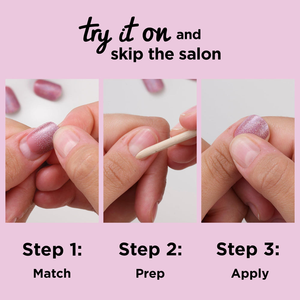 Sally Hansen open kit displaying 30 nails, glue, tabs and file for quick application