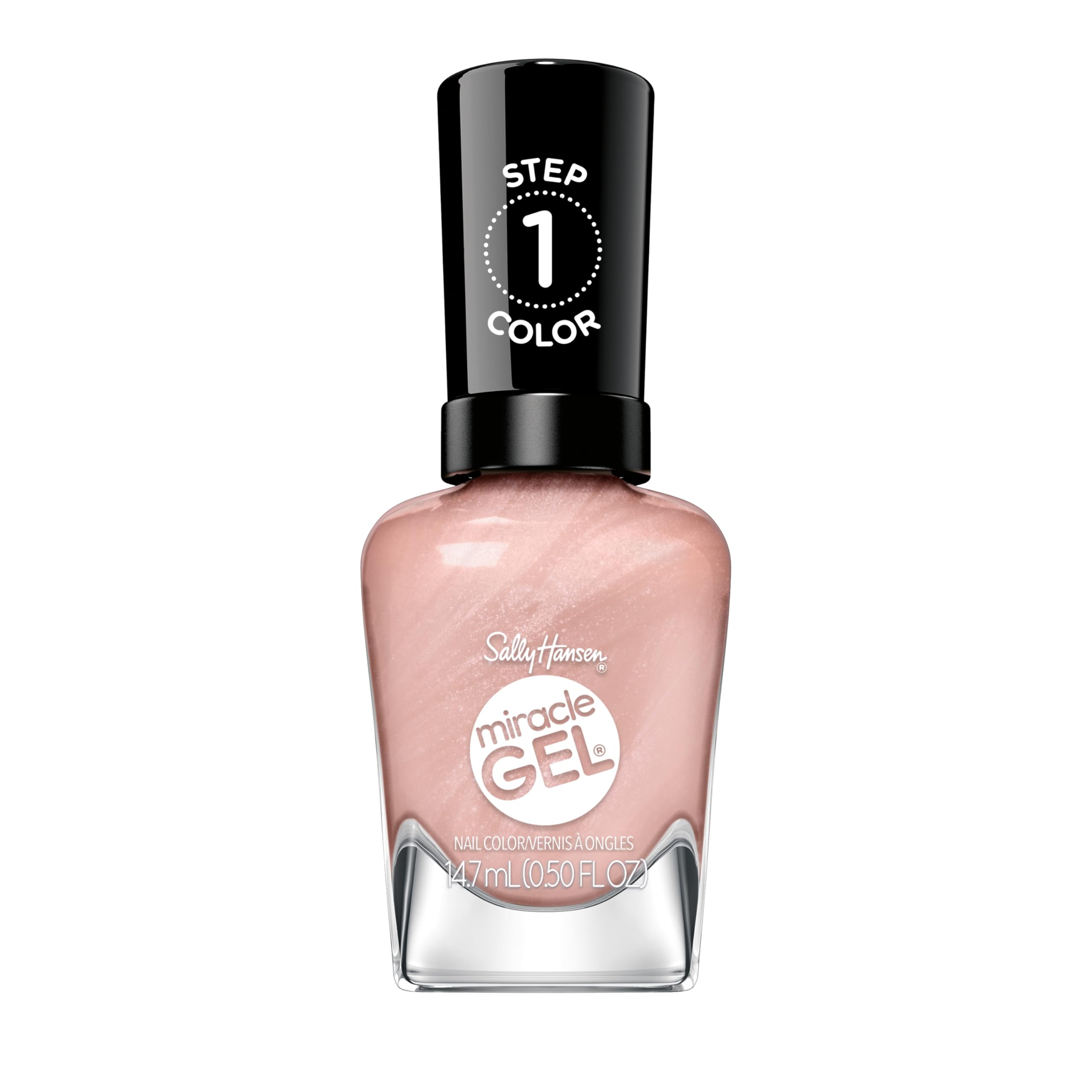 Sally Hansen bottle front view showing Show Stop-Pearl color and glossy benefit