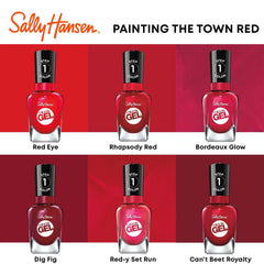 Sally Hansen bottle size comparison next to coin showing compact travel-friendly benefit