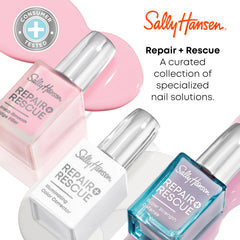 Sally Hansen bottle size next to a hand to show scale benefit