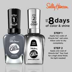 Sally Hansen brush spreading Slate-R Girl polish to show smooth application benefit