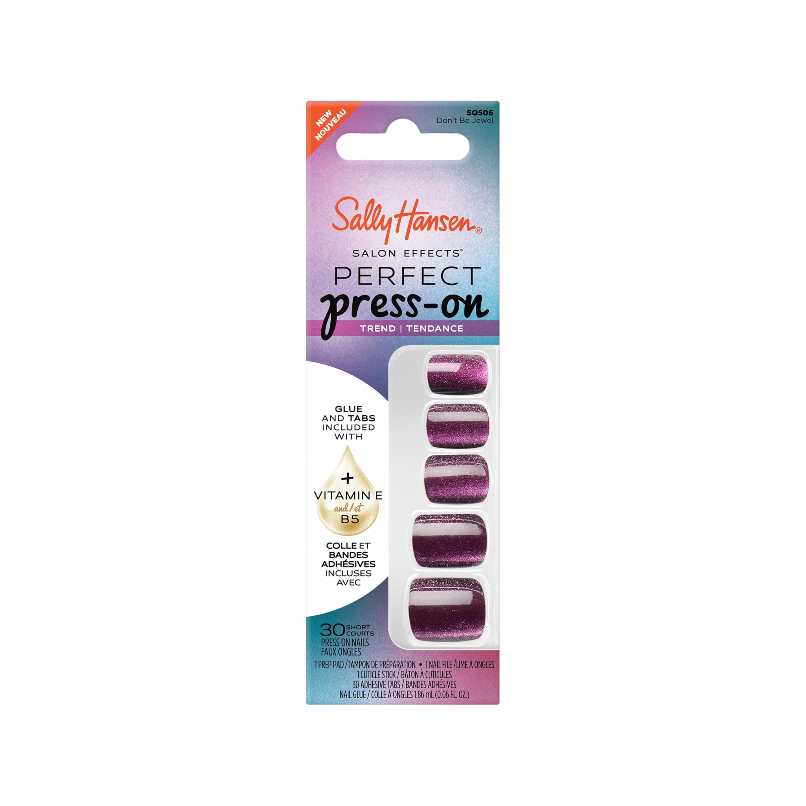 Sally Hansen front packaging showing all four square nail designs and benefits