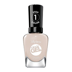 Sally Hansen bottle front view showing nude beige shade and glossy finish