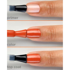 Hand model wearing A Hot Minute shade on short nails demonstrating wearable burnt-orange tone