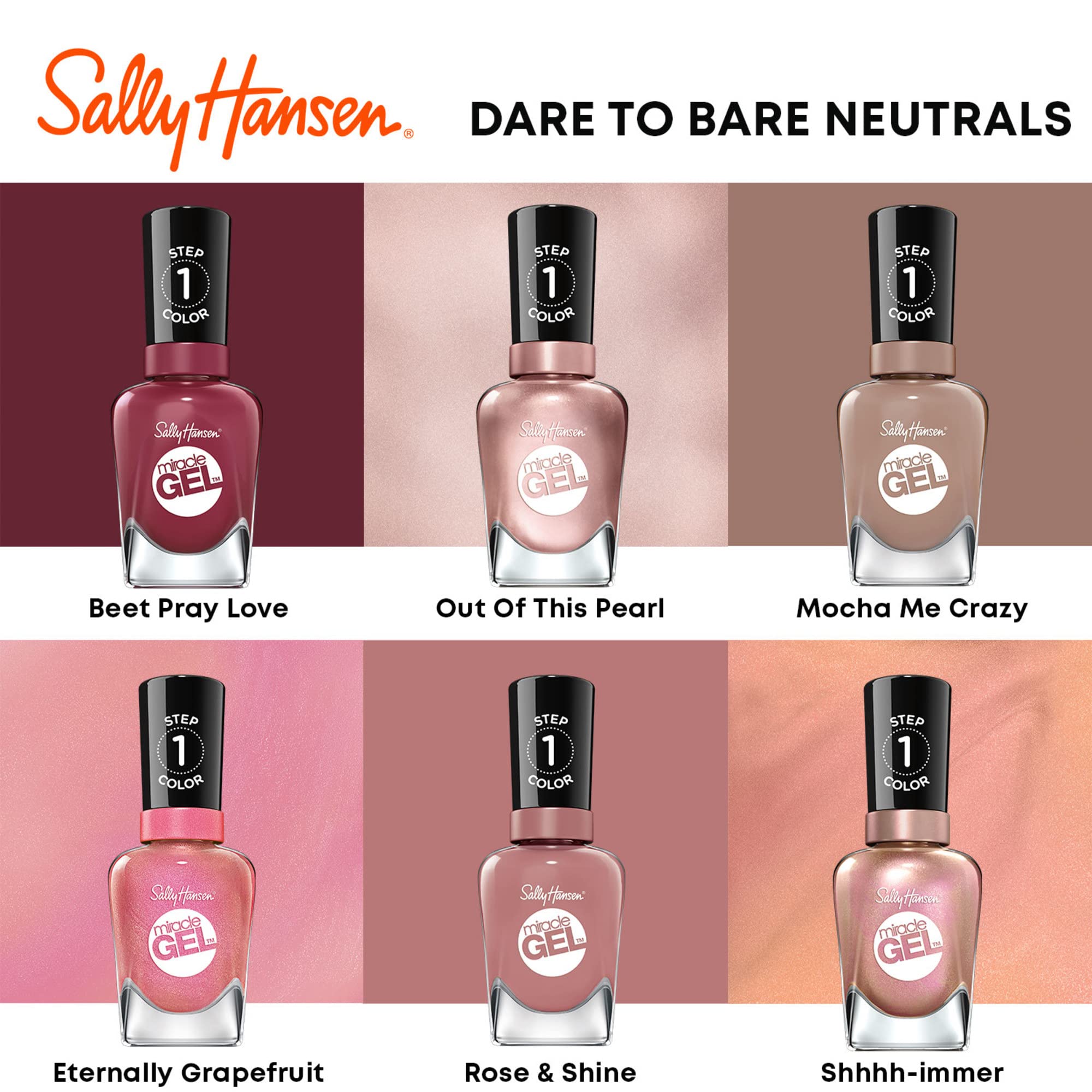 Sally Hansen nail swatch on hand model demonstrating salon-quality glossy finish