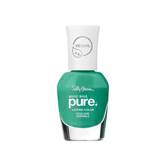Sally Hansen bottle front showing bright green Thyme Off shade and clean branding benefits