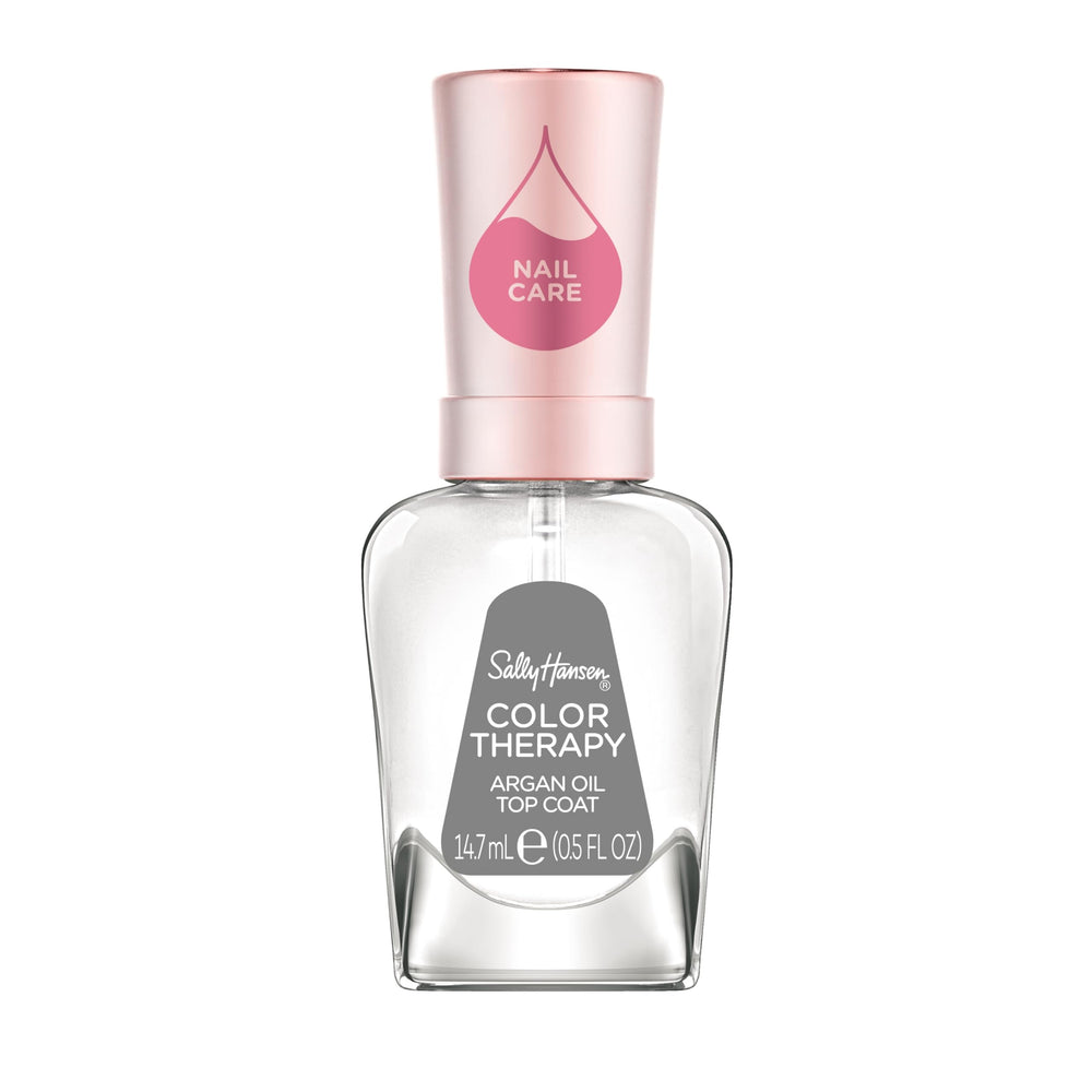 sally hansen top coat front bottle showing label and clear shine benefit