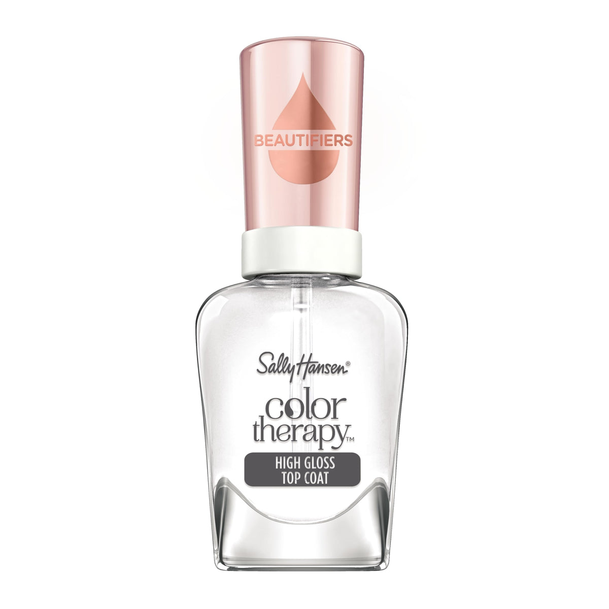Sally Hansen bottle front view showing sleek packaging and glossy finish benefit