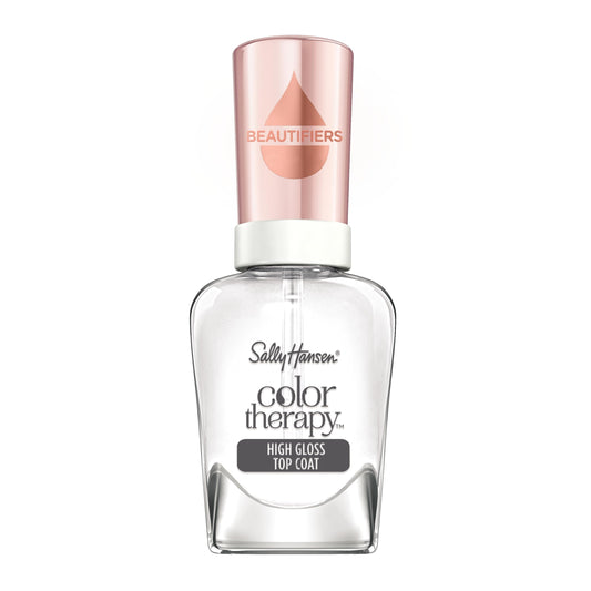 Sally Hansen bottle front view showing sleek packaging and glossy finish benefit