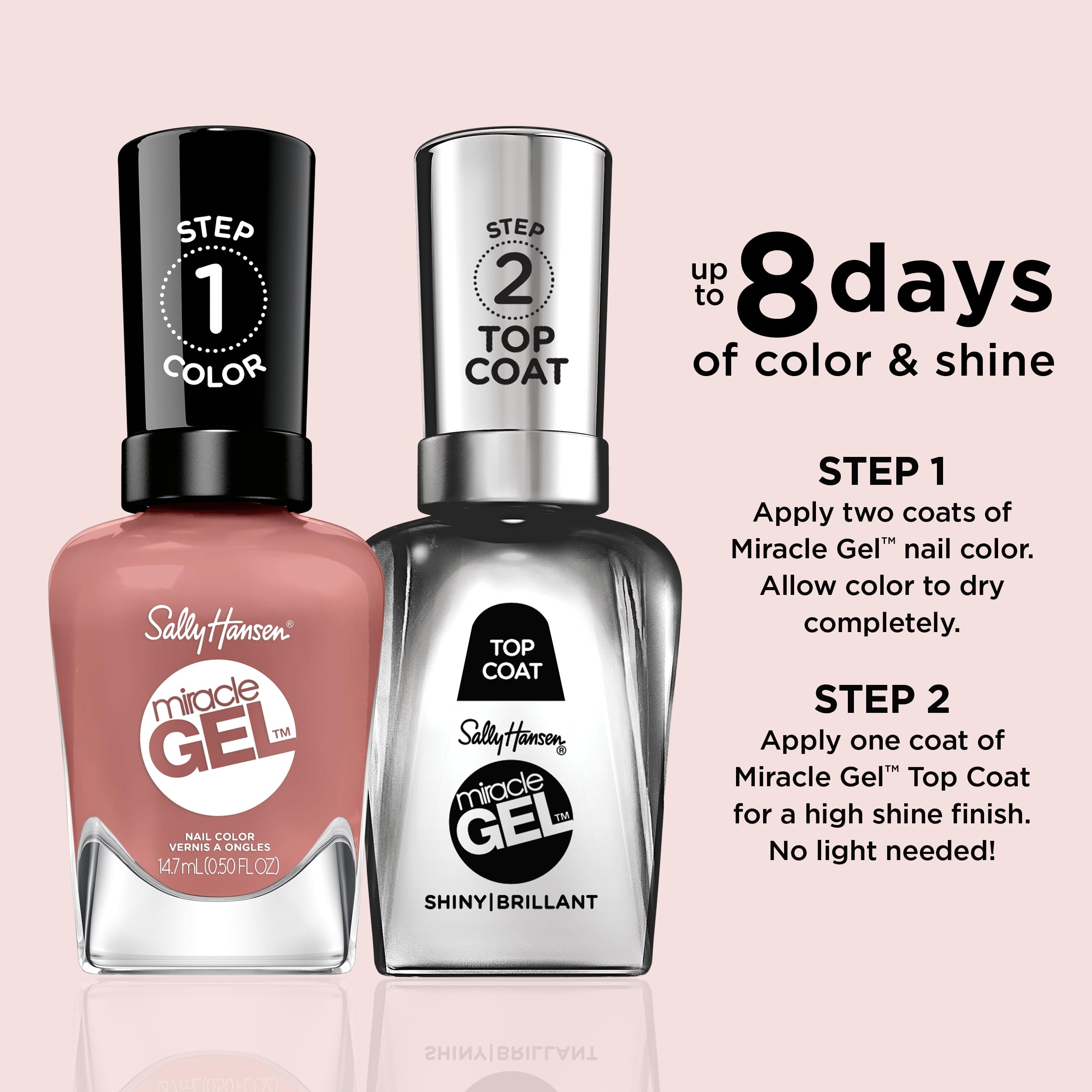 Sally Hansen swatch on nails displaying opaque dusty plum tint and salon-like shine