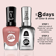 Sally Hansen swatch on nails displaying opaque dusty plum tint and salon-like shine