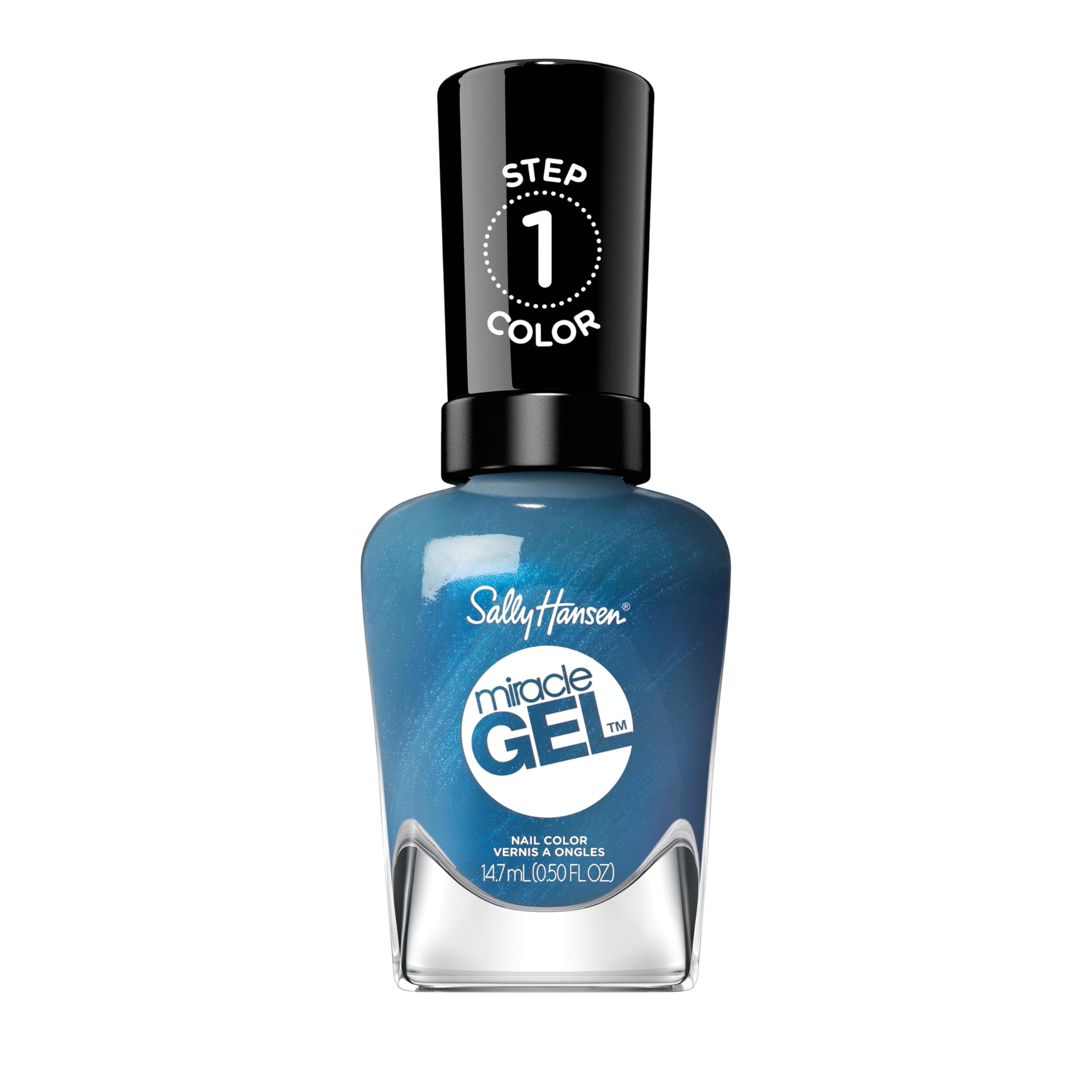 Sally Hansen Wild at Heart front packaging showing aqua blue bottle and label, vibrant shade promise