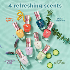 Label detail on Sally Hansen bottle showing strengthening ingredients