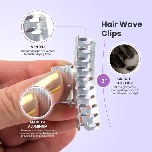 Salon Supply Co close-up showing curved 2 inch aluminum clip texture and grip