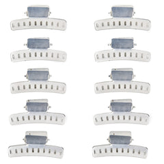 Salon Supply Co front view of ten aluminum butterfly wave clips for easy styling