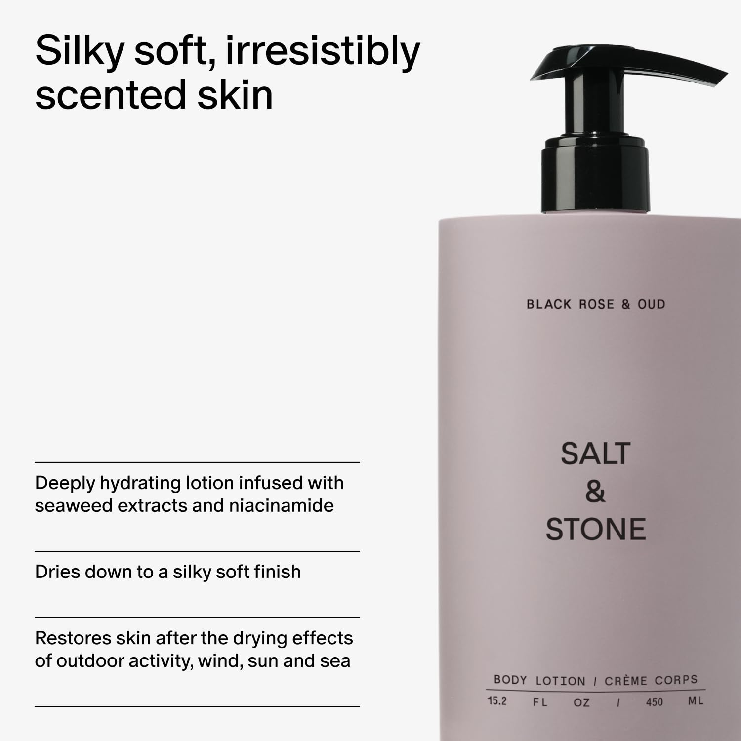 Salt & Stone applied to hand showing smooth absorption and softened skin
