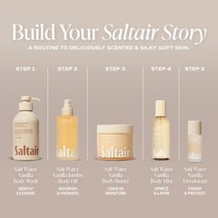 Saltair body oil applied to damp skin demonstrating moisturized finish