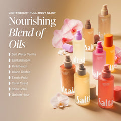 Saltair botanical ingredients display with kukui and moringa nourishing benefits
