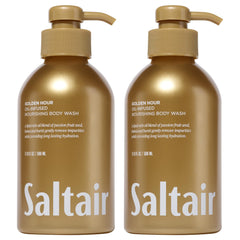 Saltair front packaging showing two 17oz bottles and Golden Hour scent benefit