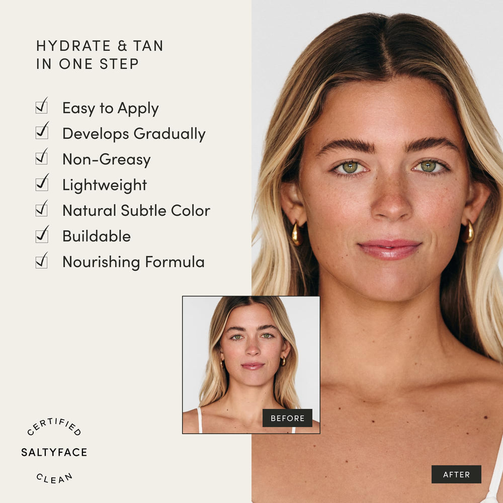 SALTYFACE applied on hand demonstrating even self-tanner coverage