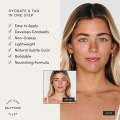 SALTYFACE applied on hand demonstrating even self-tanner coverage