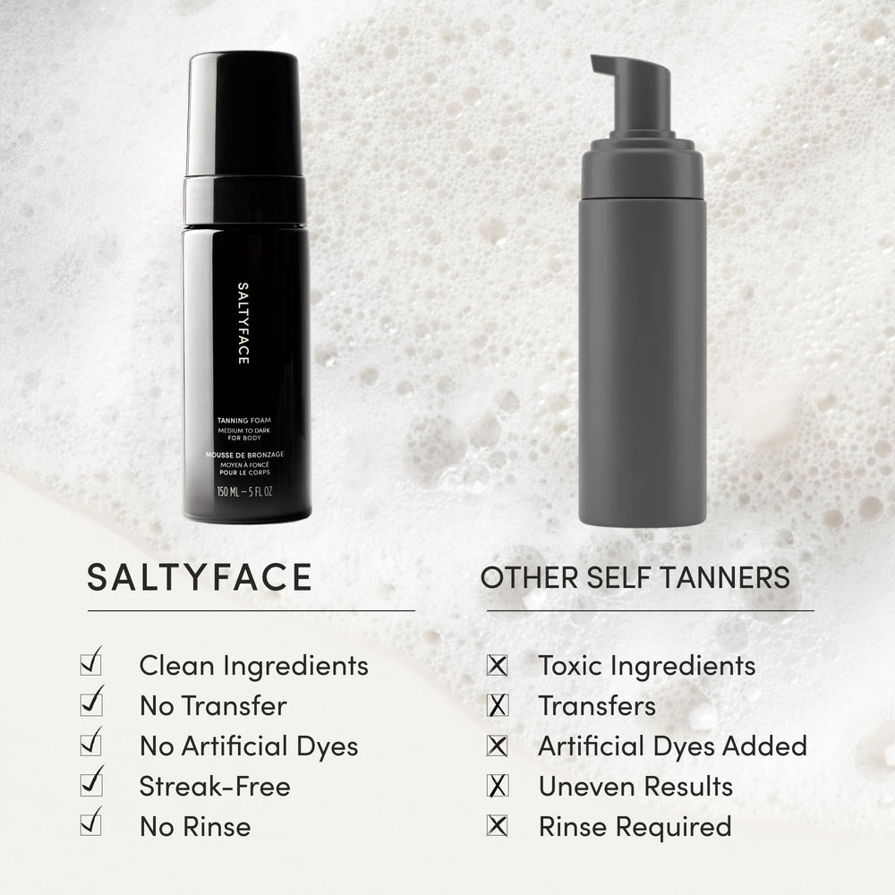 SALTYFACE arm before and after comparison showing gradual, natural bronzing benefit